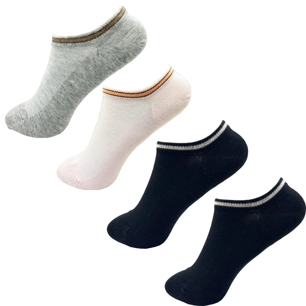 4 Pairs Cotton Women's Boat Socks No Show