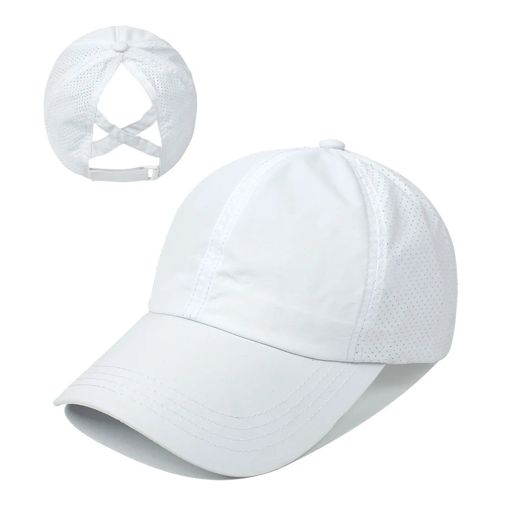 Women's Cross-Back Ponytail Baseball Cap