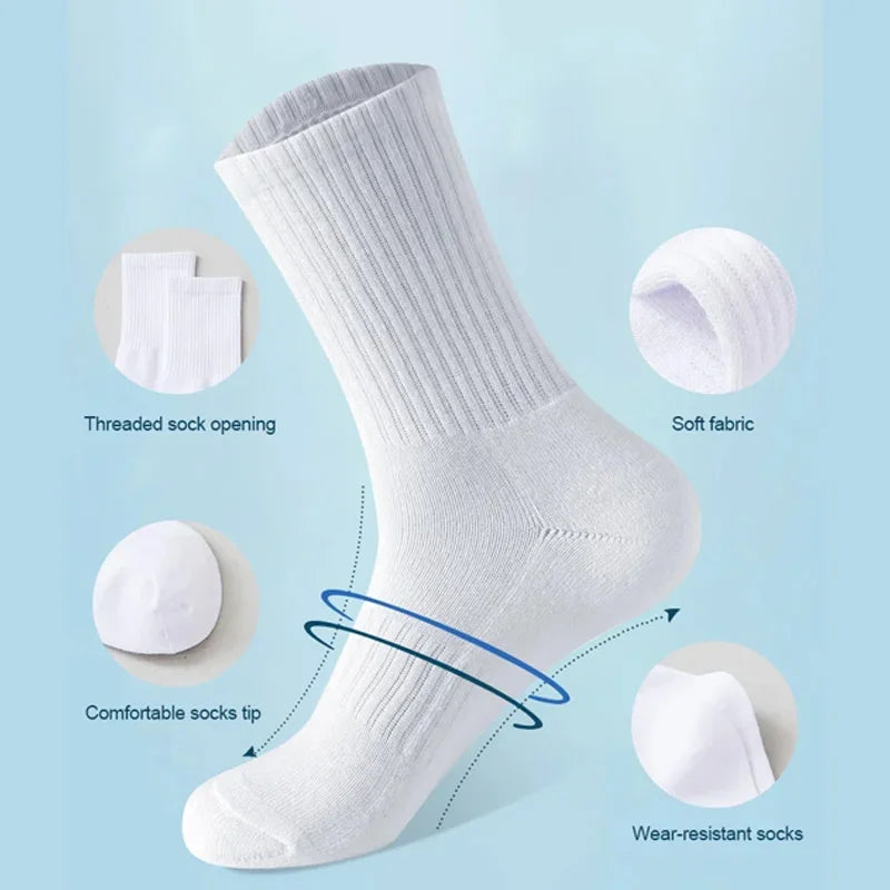 Men's White or Black Cotton Socks, 5 or 15 Pairs