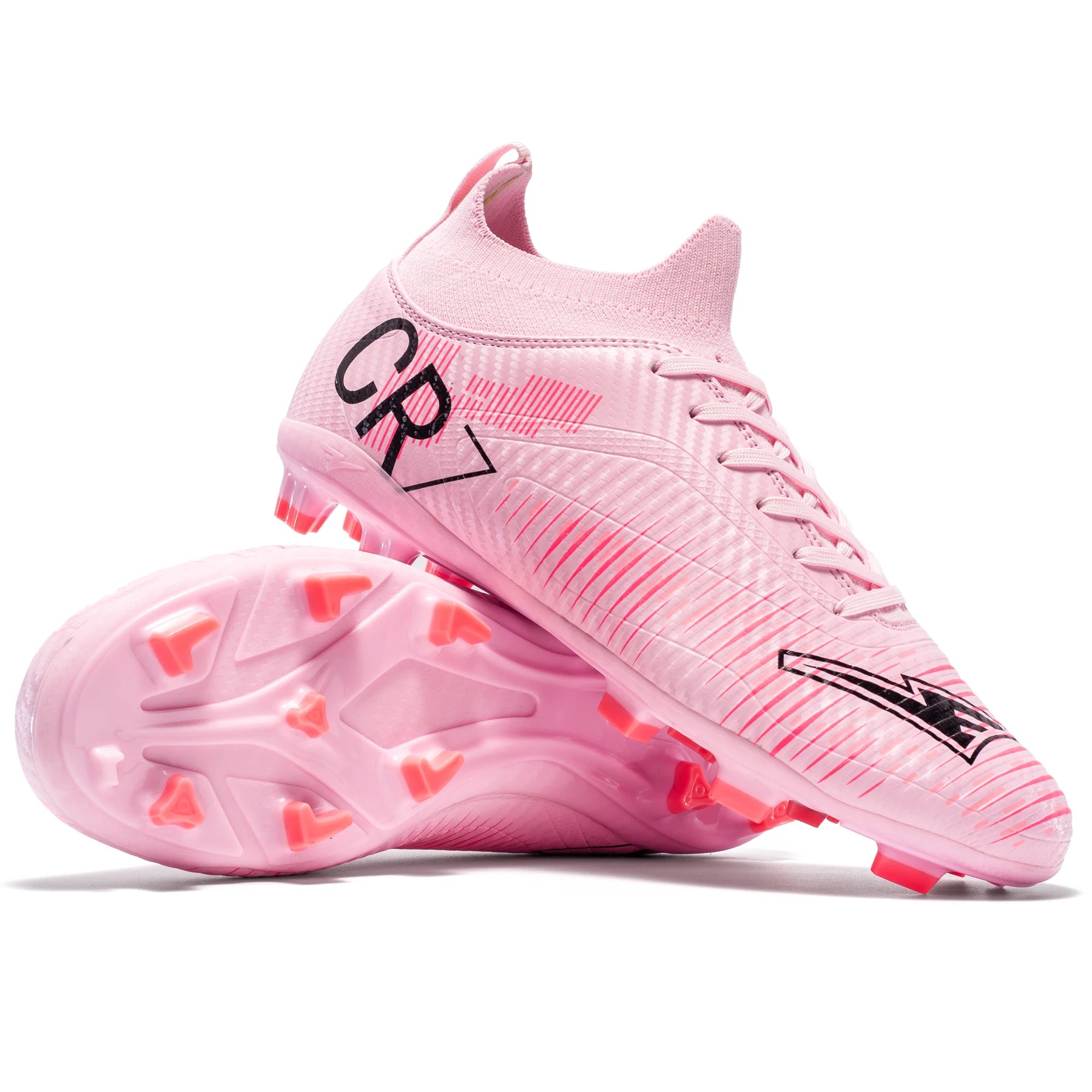 Unisex Soccer Shoes High-Tops Lace-Up Non-Slip Spikes Outdoor