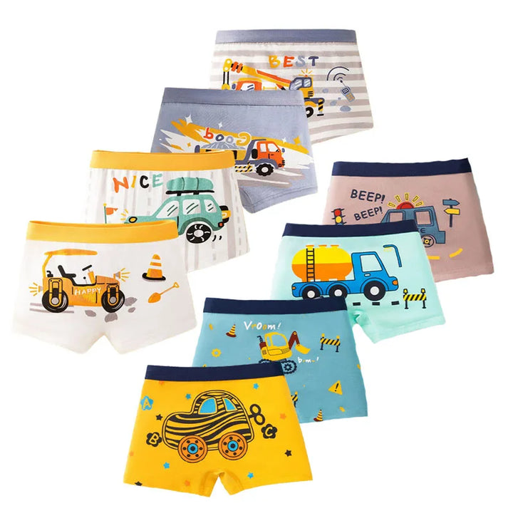 Boys' Excavator Print Cotton Boxer Briefs