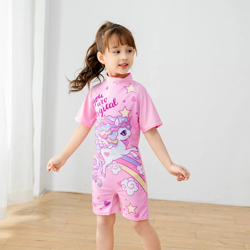 Kids' Short-Sleeve One-Piece Swimsuit