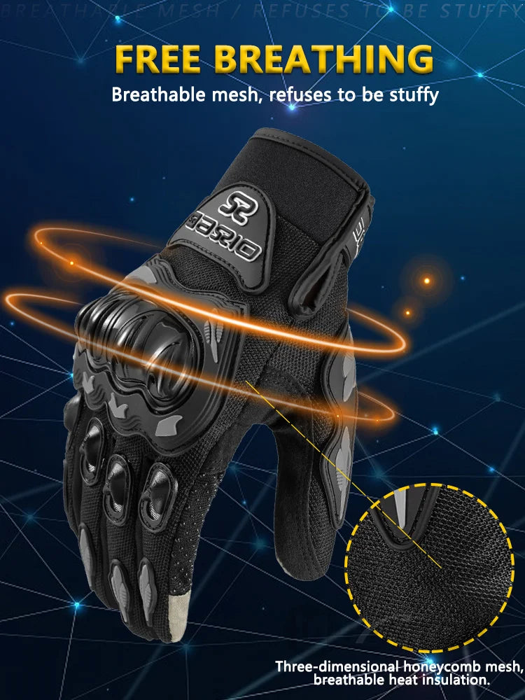 Summer Breathable Full Finger Motorcycle Gloves Non-slip Wear-resistant