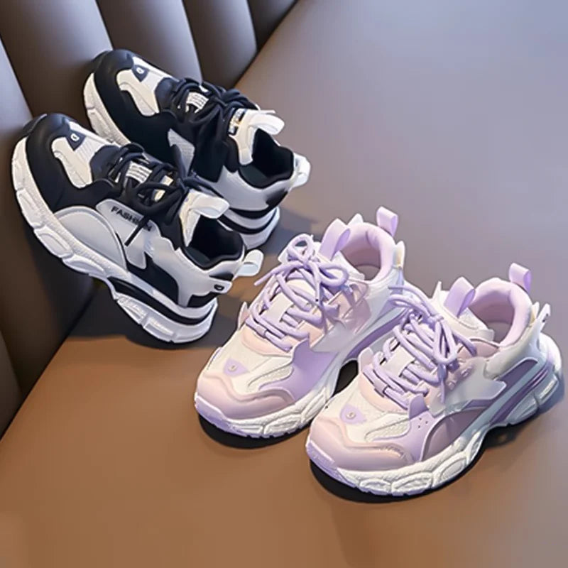 Girls' Spring-Autumn New Sports Shoes: Breathable Mesh Upper