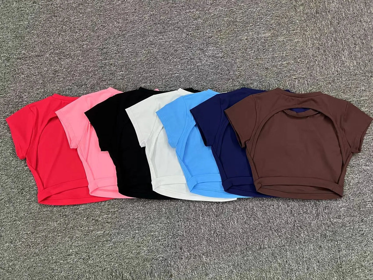 Women's Breathable Short-Sleeve Gym Crop Top, image 34 of 47