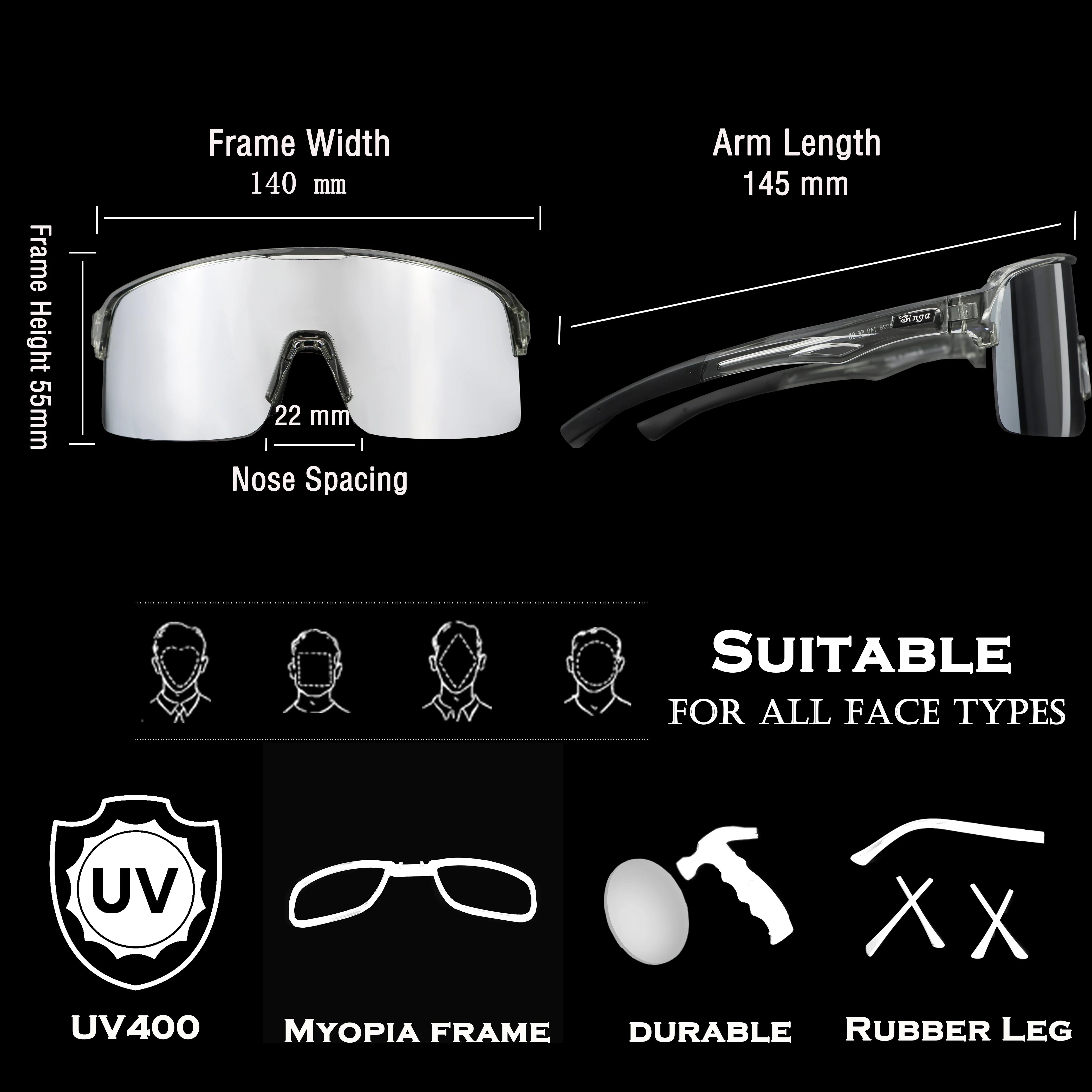 Polarized Cycling Goggles Women Men Bicycle Eyewear Singa