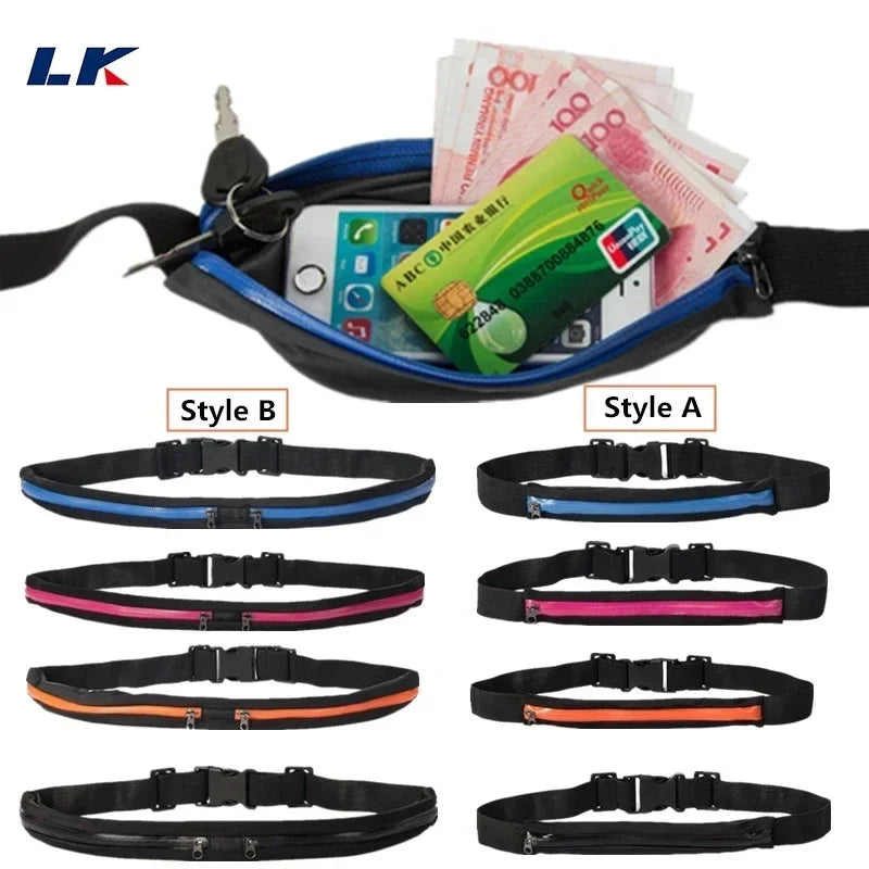 Adjustable Running Waist Pack Double Pocket Waterproof Phone