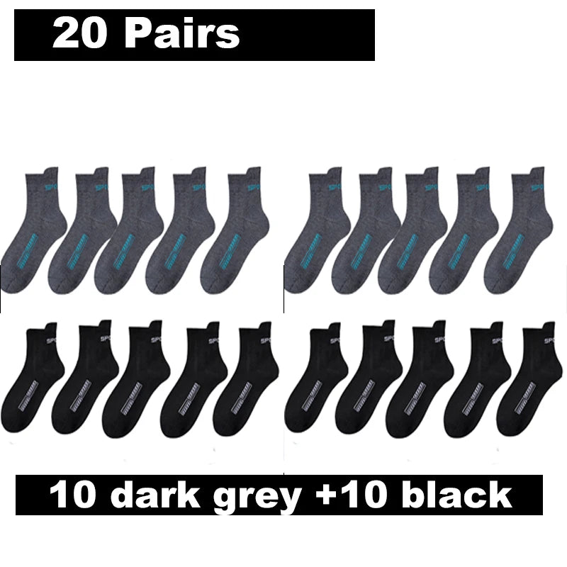 10/20Pairs High Quality Men's Socks Casual Breathable Cotton