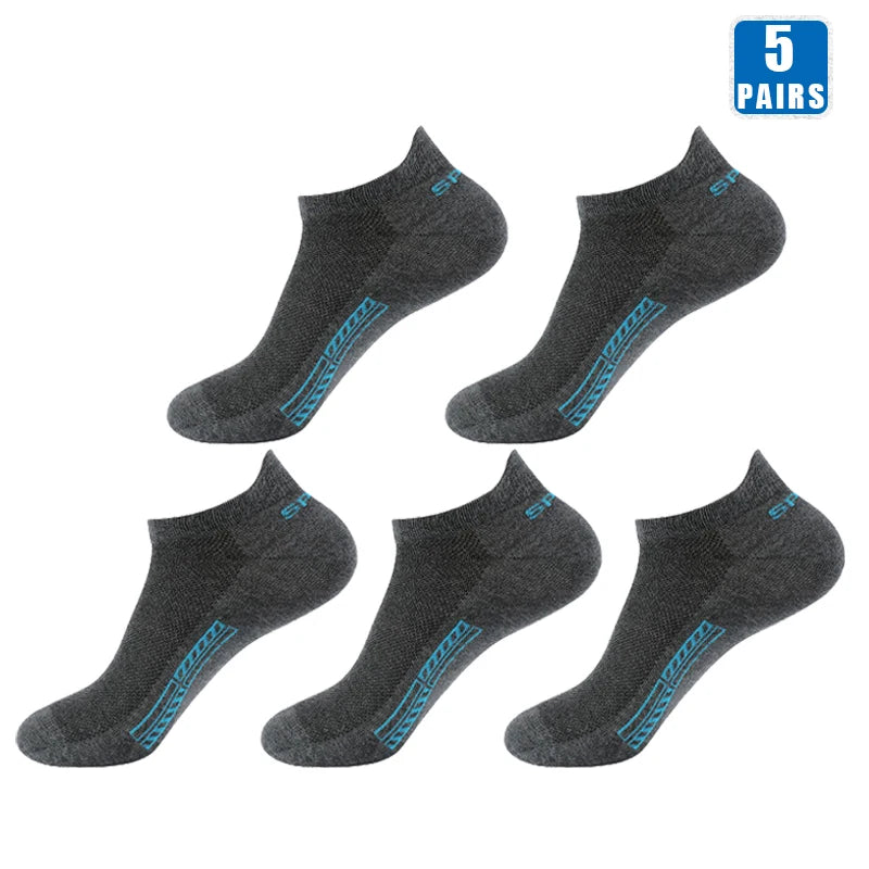 Men's Cotton Trainer Socks, 5 Pairs