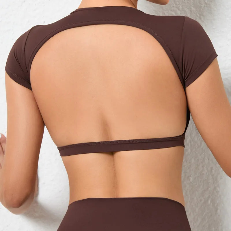 Women's Breathable Short-Sleeve Gym Crop Top