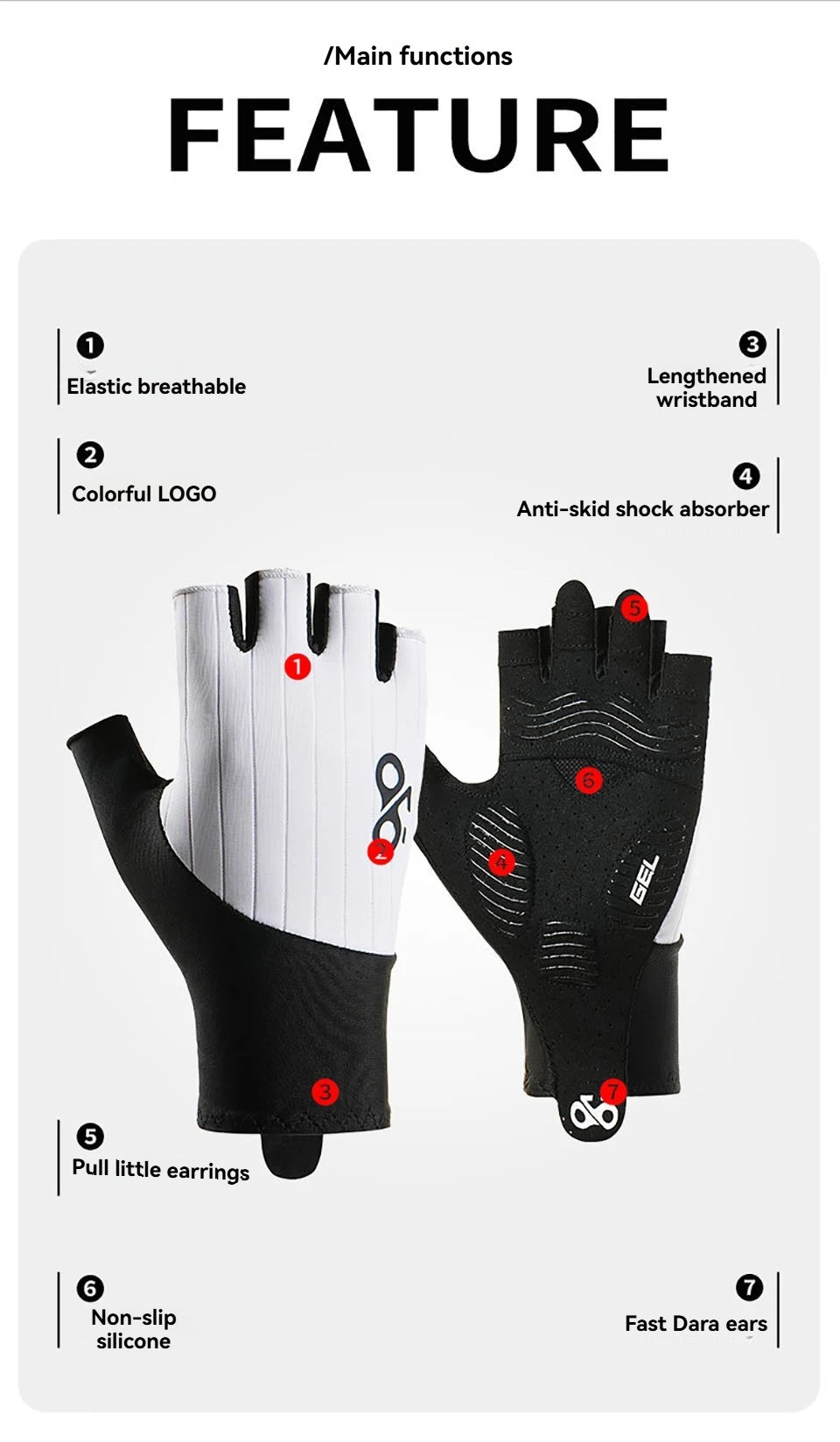 NOFOXO Summer Cycling Gloves Half Finger Breathable MTB