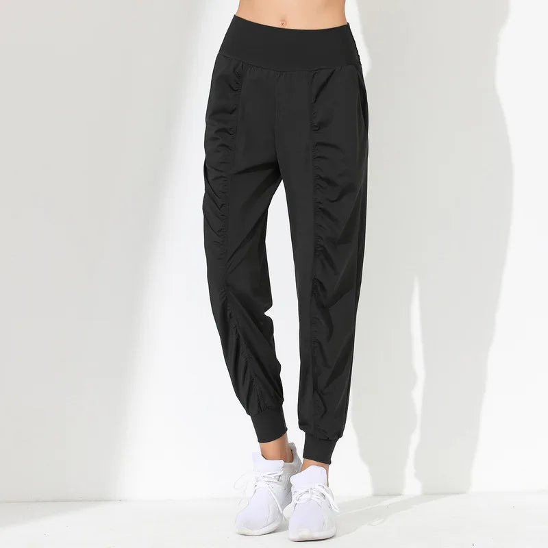 Woman Yoga Pants Hem Bound Running Fitness Loose