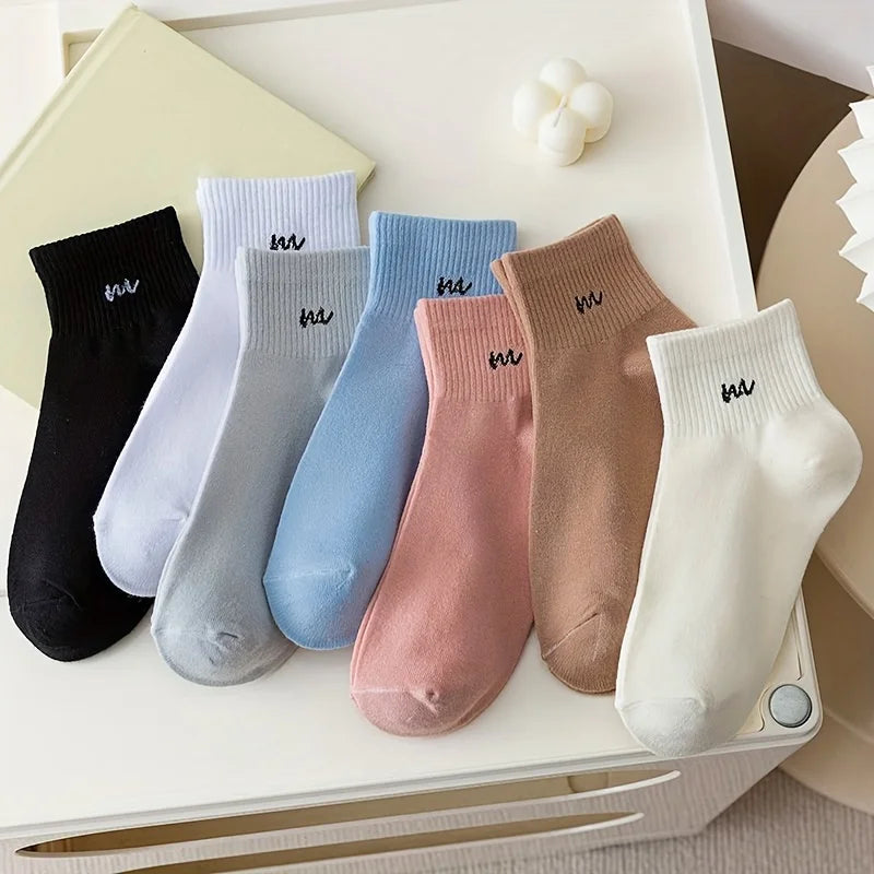 Letter Print Breathable Socks, 2-10 Pairs