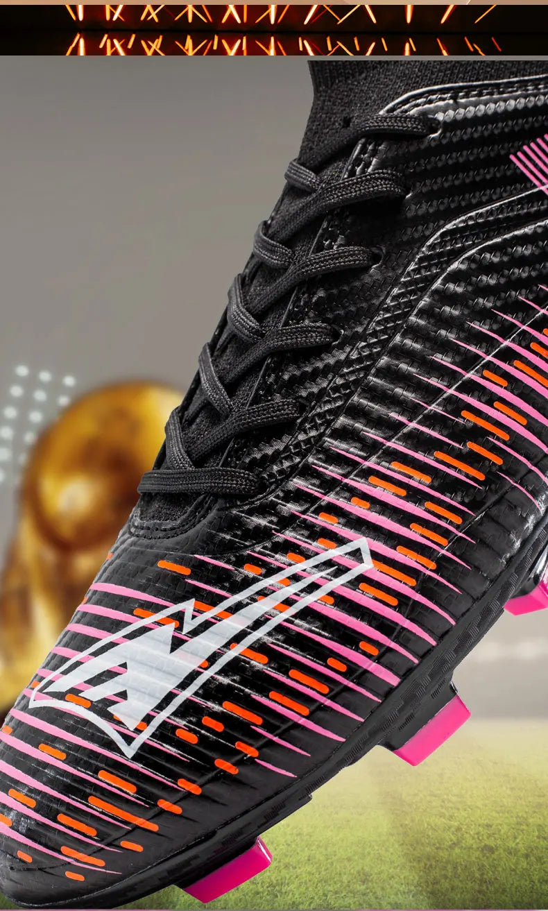 Unisex Soccer Shoes High-Tops Lace-Up Non-Slip Spikes Outdoor