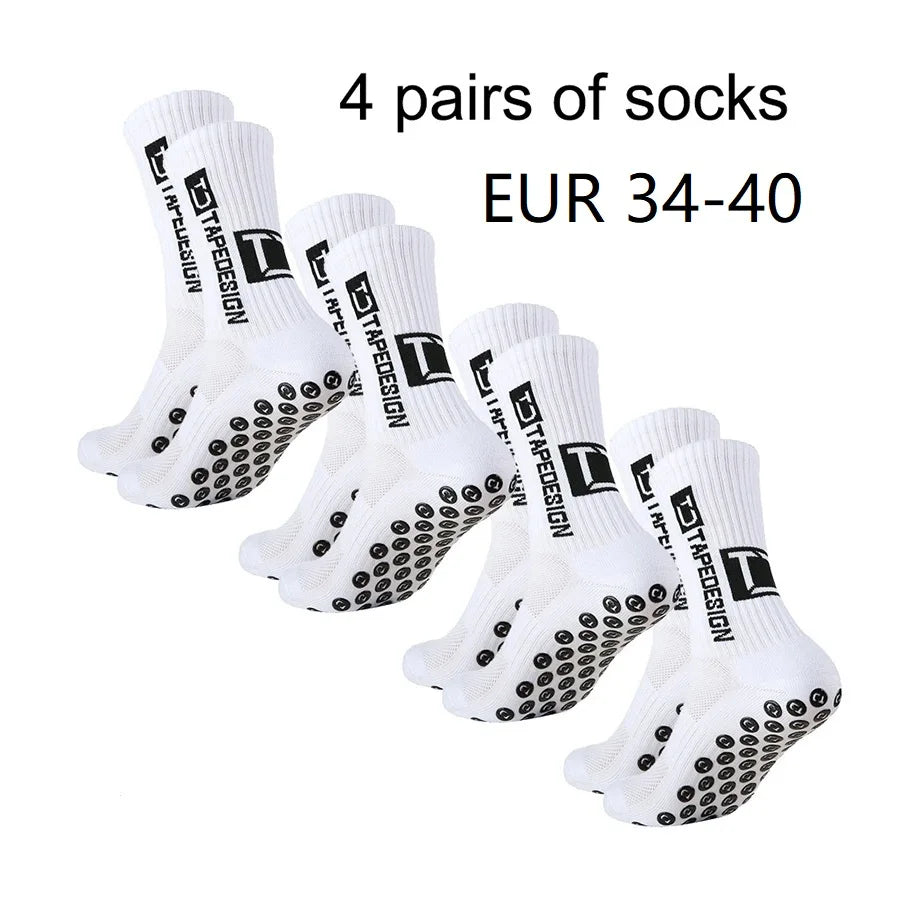 Mid-Calf Anti-Slip Football Socks, 4 Pairs