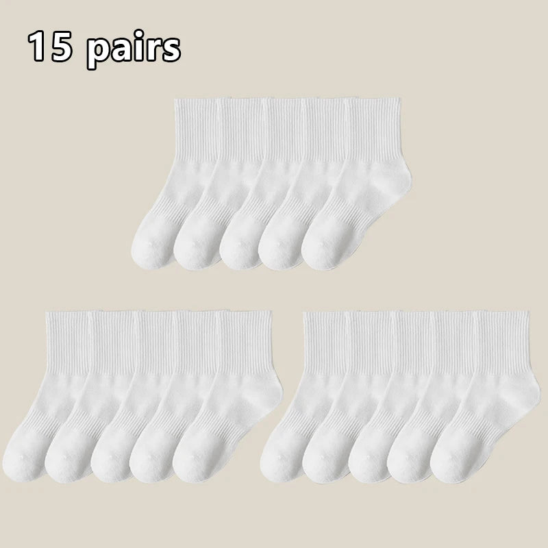 Men's White or Black Cotton Socks, 5 or 15 Pairs, image 9 of 9