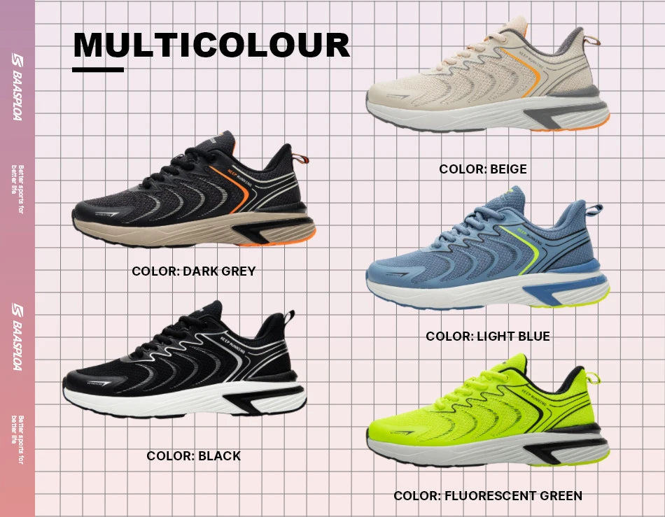 Baasploa Men Professional Running Shoes New Mesh Breathable