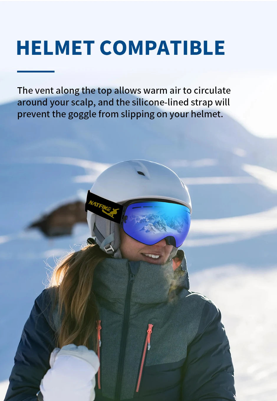 NATFIRE Unisex Anti-Fog Ski Goggles, image 13 of 26
