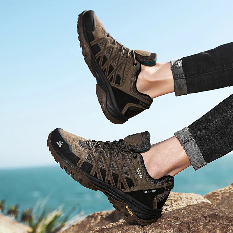 HIKEUP New Arrival Mens Hiking Shoes Breathable Lace
