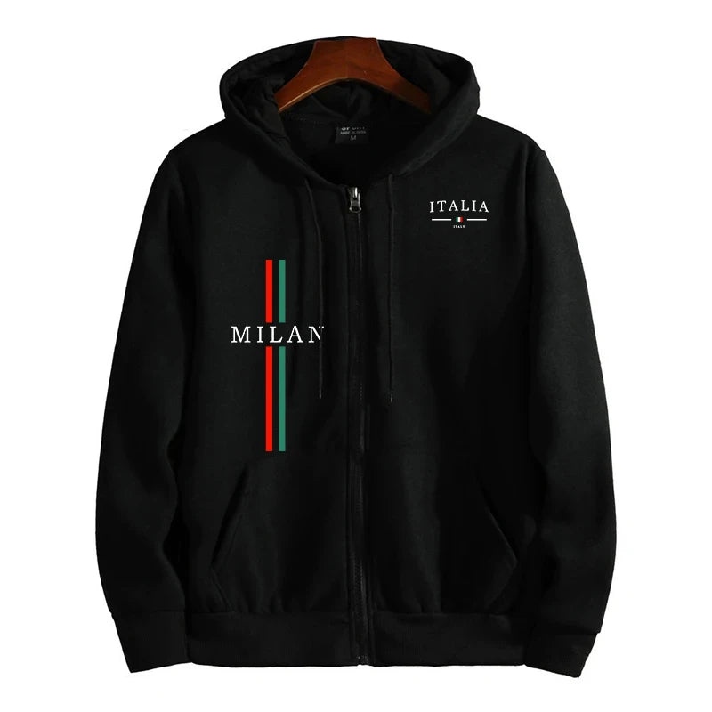 Men's Zip-Up Hoodie with Side Pockets