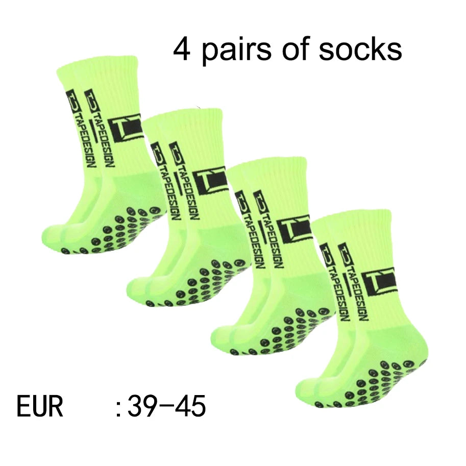 Mid-Calf Anti-Slip Football Socks, 4 Pairs