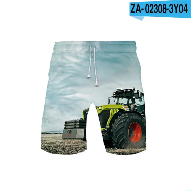 Children's Swimwear Shorts 3d Tractor Trucks Board Short