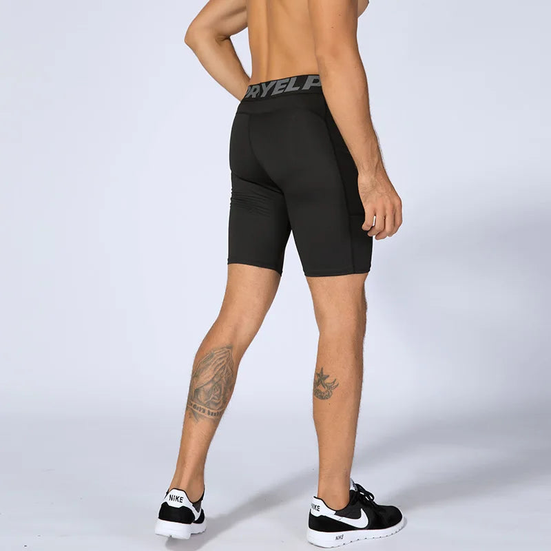 Sports Shorts Men Compression Running Shorts Pocket Quick