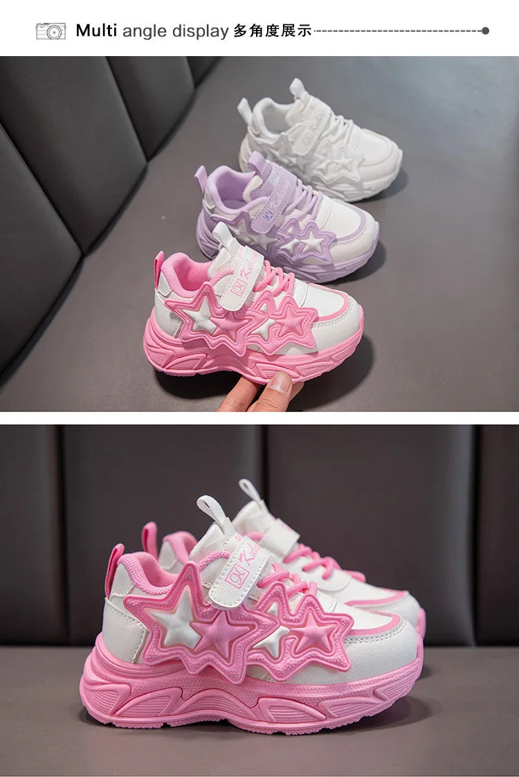 Girls' Chunky Platform Trainers, PU Leather, image 7 of 17