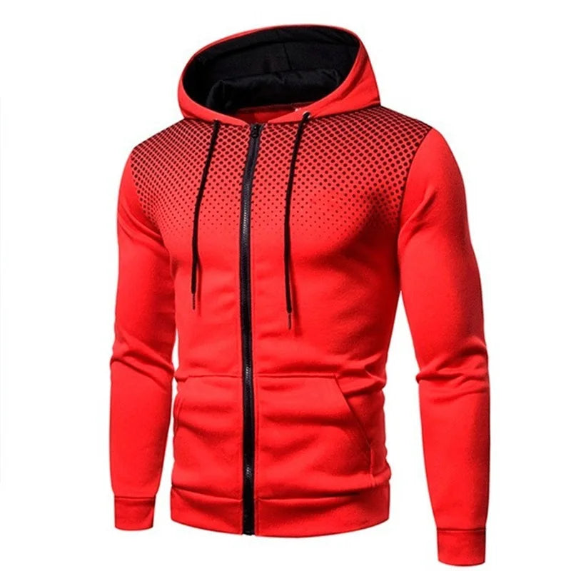 Men's Zip-Up Hoodie with Polka Dot Print