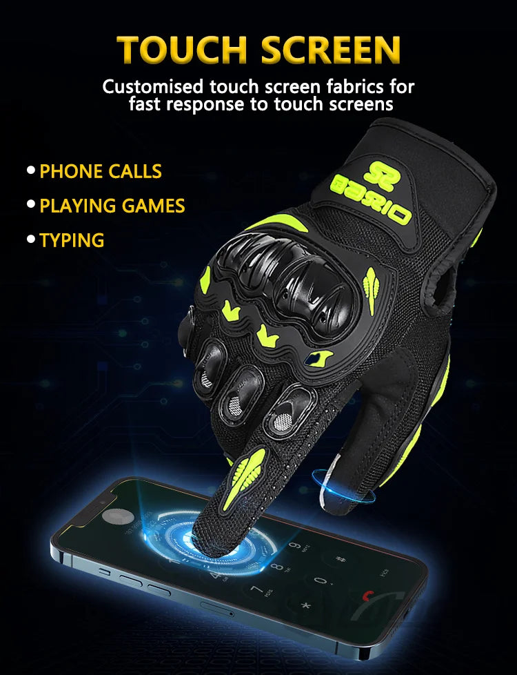 Summer Breathable Full Finger Motorcycle Gloves Non-slip Wear-resistant