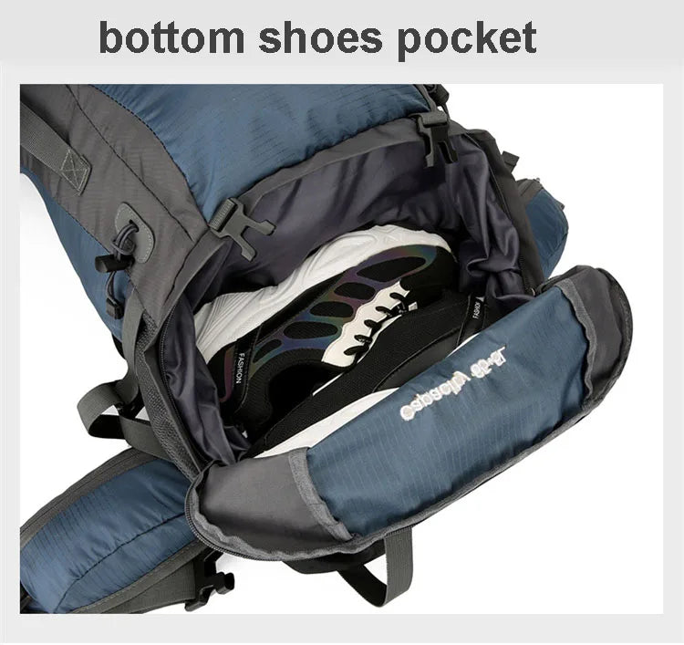 70L Nylon Camping Backpack Travel Bag Rain Cover