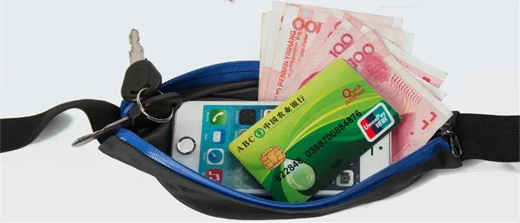 Adjustable Running Waist Pack Double Pocket Waterproof Phone