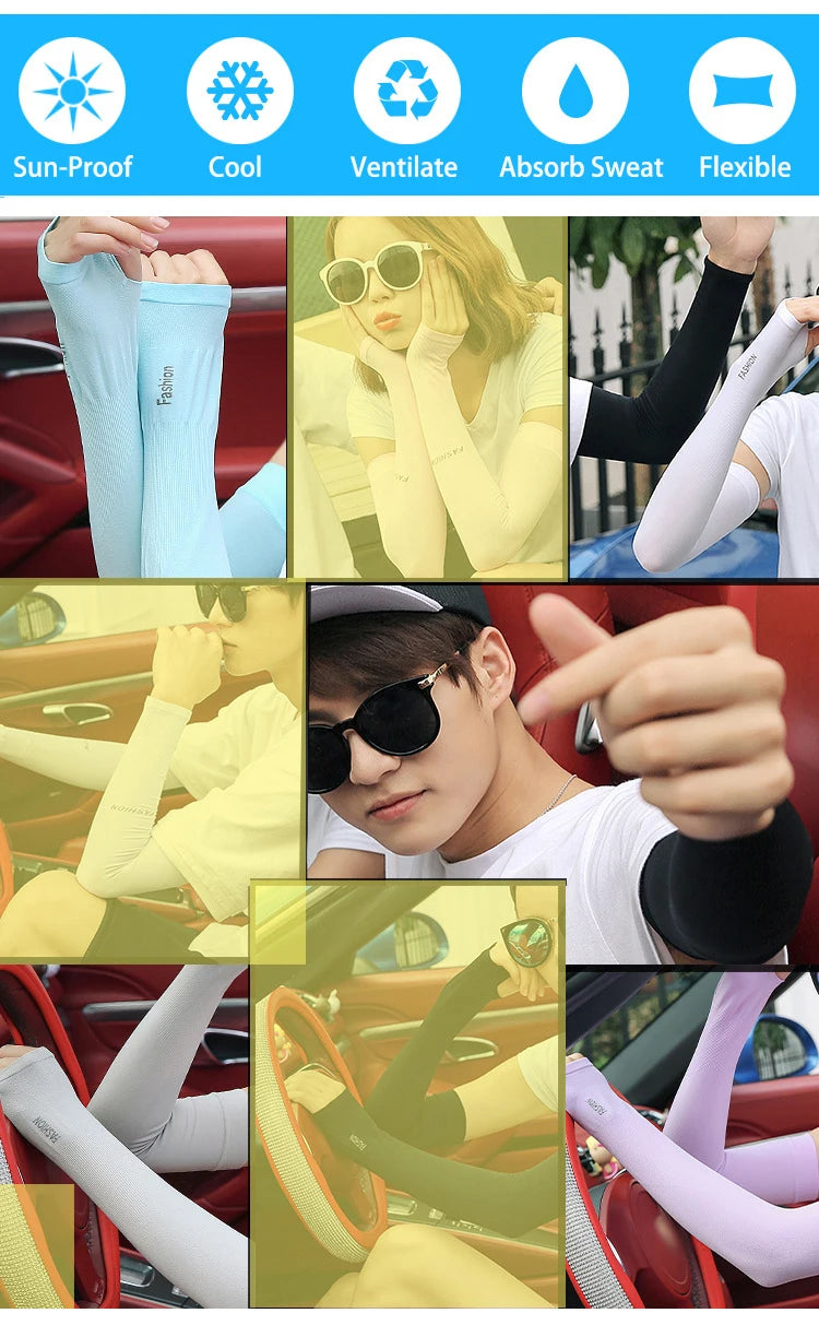 Anti-UV Arm Covers Men Women Cycling Fingerless Gloves