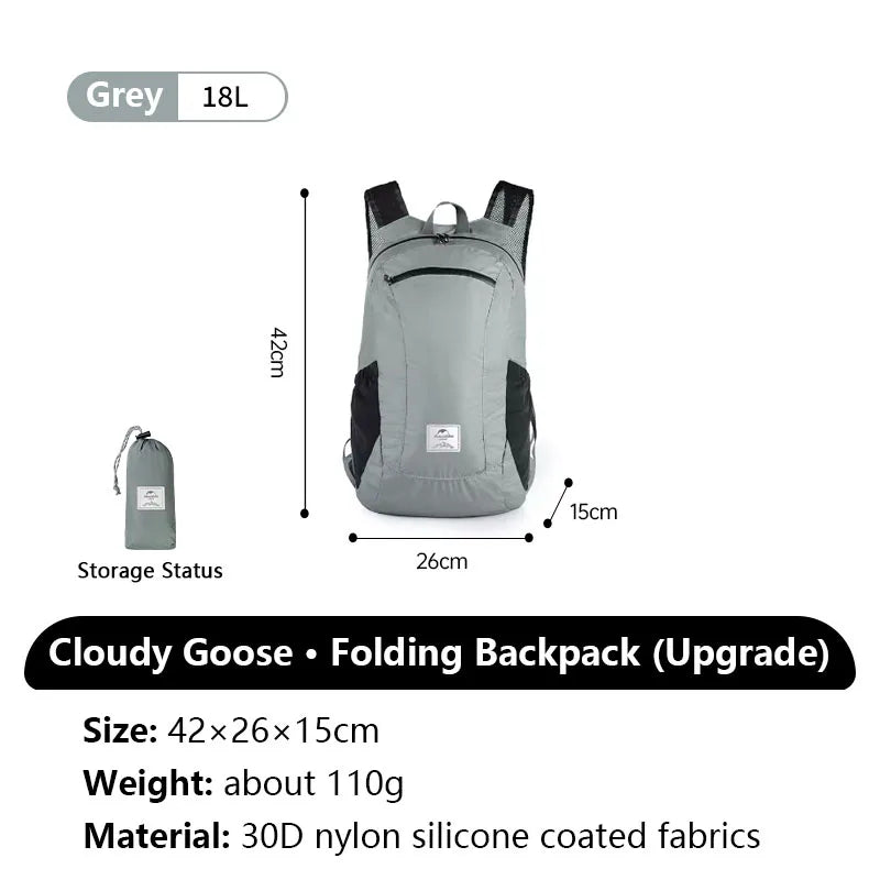 Naturehike Cloudy Goose 18L 22L Silicone Folding Backpack