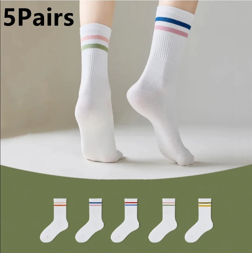 5 Pairs Letter Print Socks Comfy & Breathable