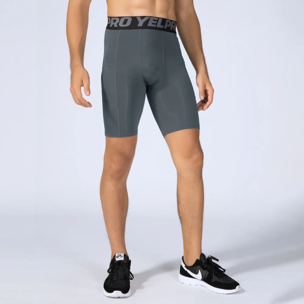 Sports Shorts Men Compression Running Shorts Pocket Quick