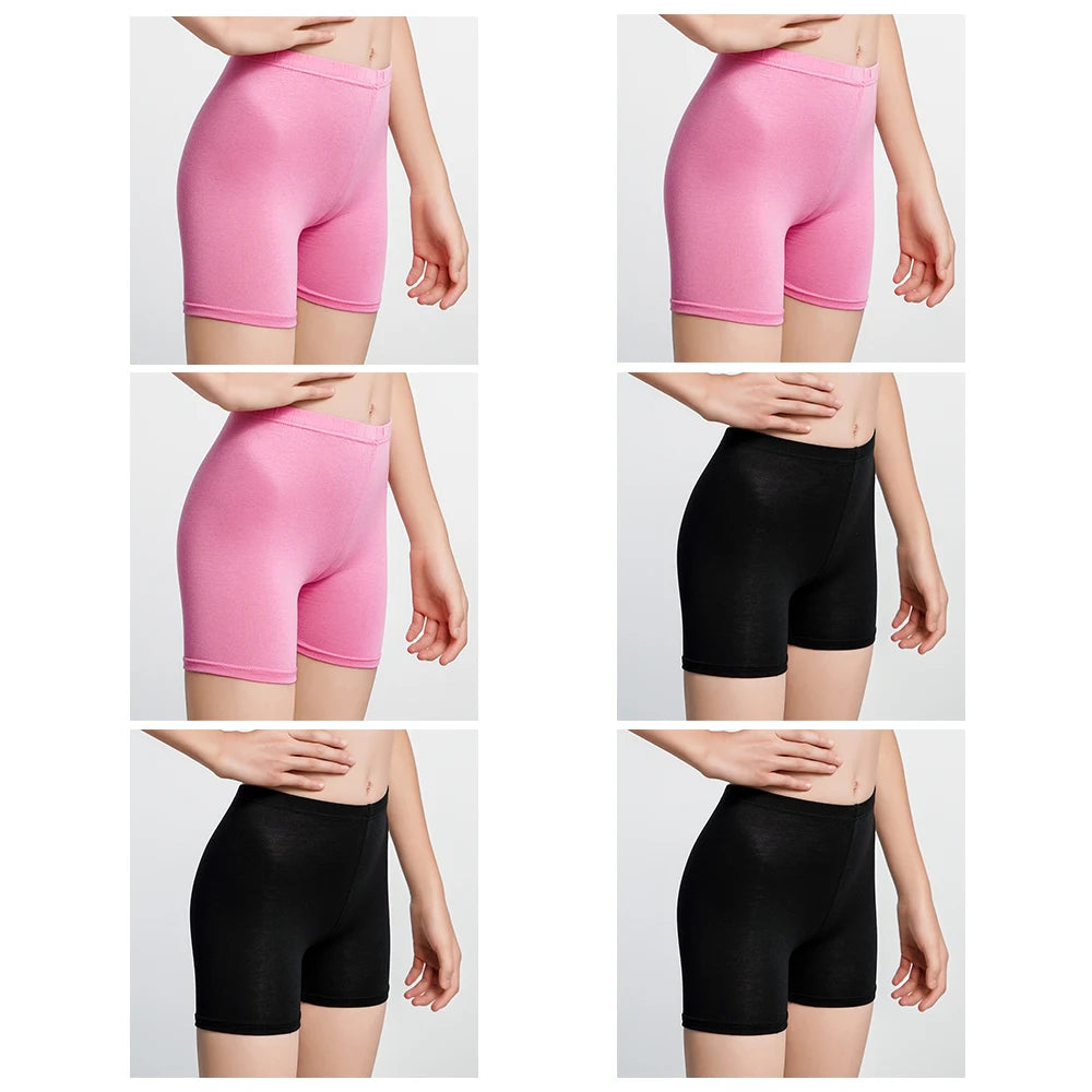 High Waist Girls Safety Pants 6pcs Premium Solid