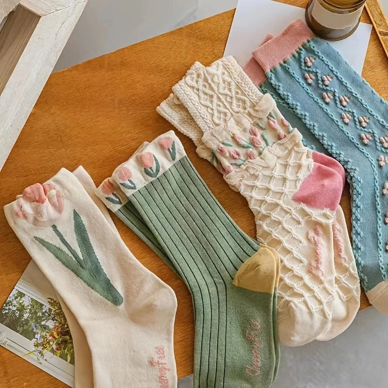 Letter Print Breathable Socks, 2-10 Pairs