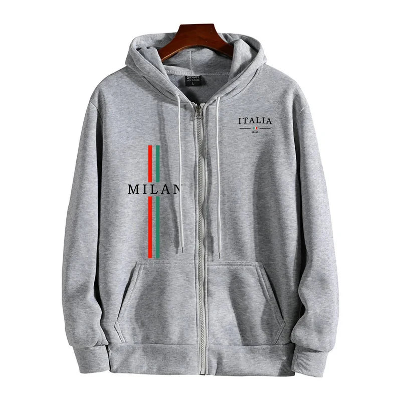 Men's Zipper Up Hoodies Italy Fashion Hooded Sweatshirts
