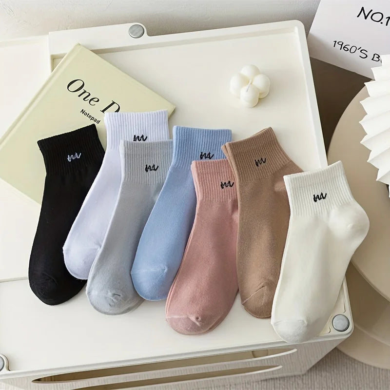 Letter Print Breathable Socks, 2-10 Pairs