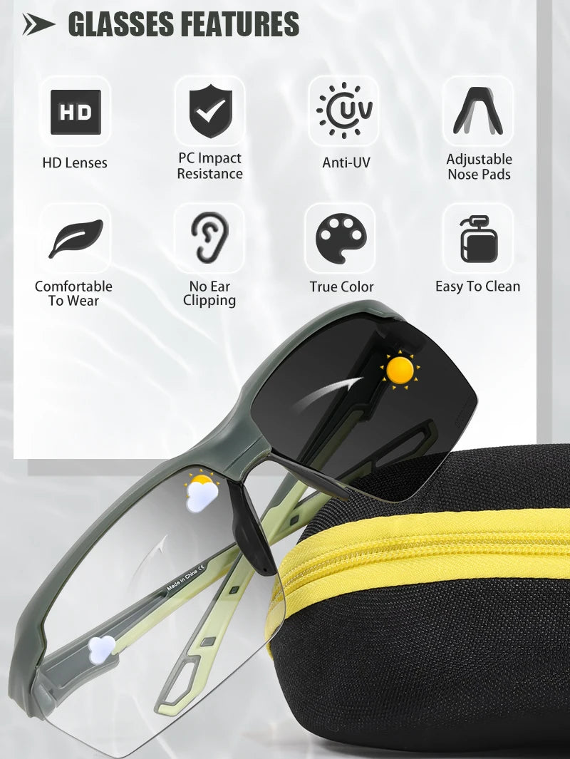 SCVCN Photochromic Cycling Glasses Men MTB Cycling Sunglasses