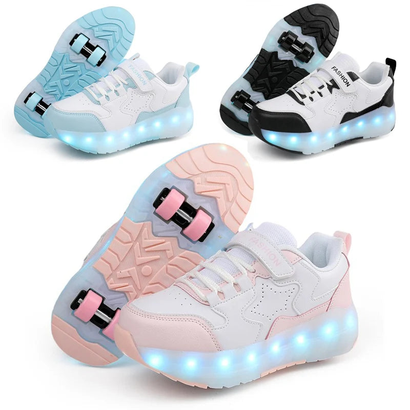 Kids' USB-Charging LED Light-Up Roller Shoes, image 2 of 20