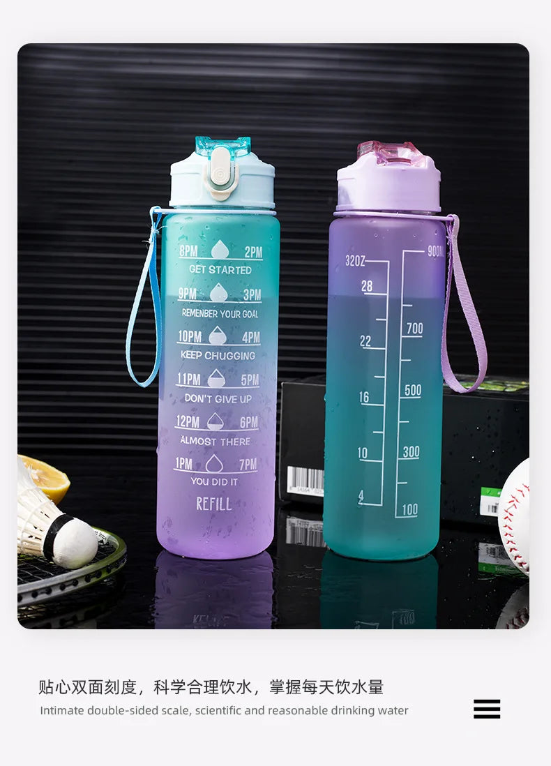 Motivational Sport Water Bottle, Leakproof Drinking Bottles, Outdoor