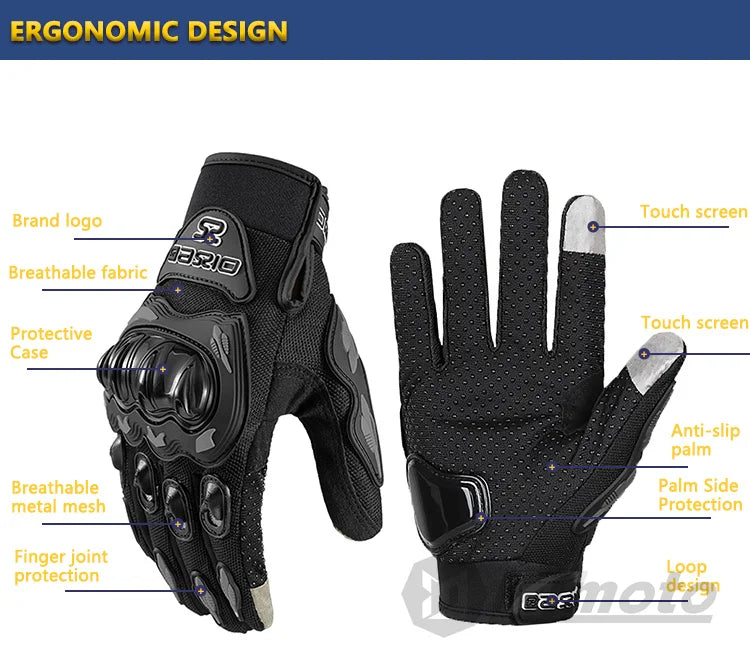 Summer Breathable Full Finger Motorcycle Gloves Non-slip Wear-resistant