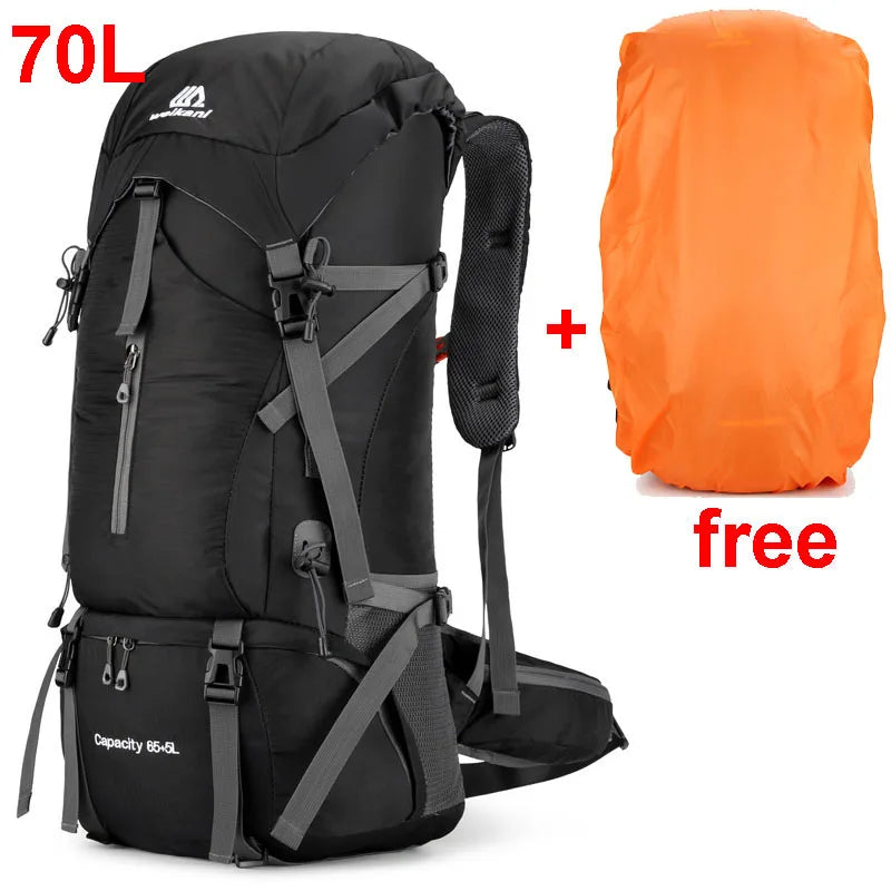 70L Nylon Camping Backpack Travel Bag Rain Cover