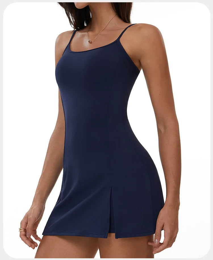 Womens Yoga Dress Jumpsuits Set Sports Bodysuit Sportswear