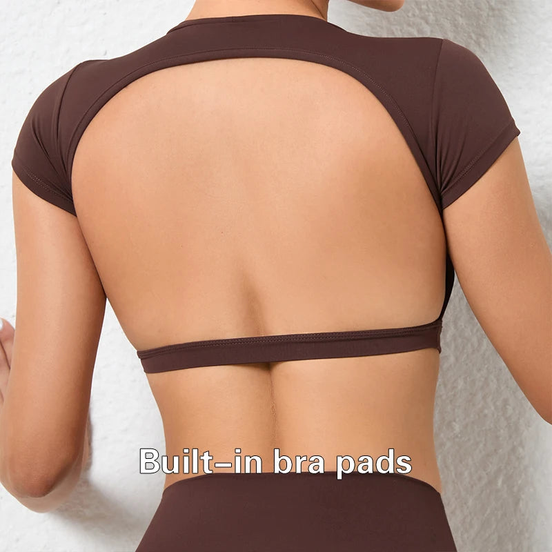 Women's Breathable Short-Sleeve Gym Crop Top, image 46 of 47