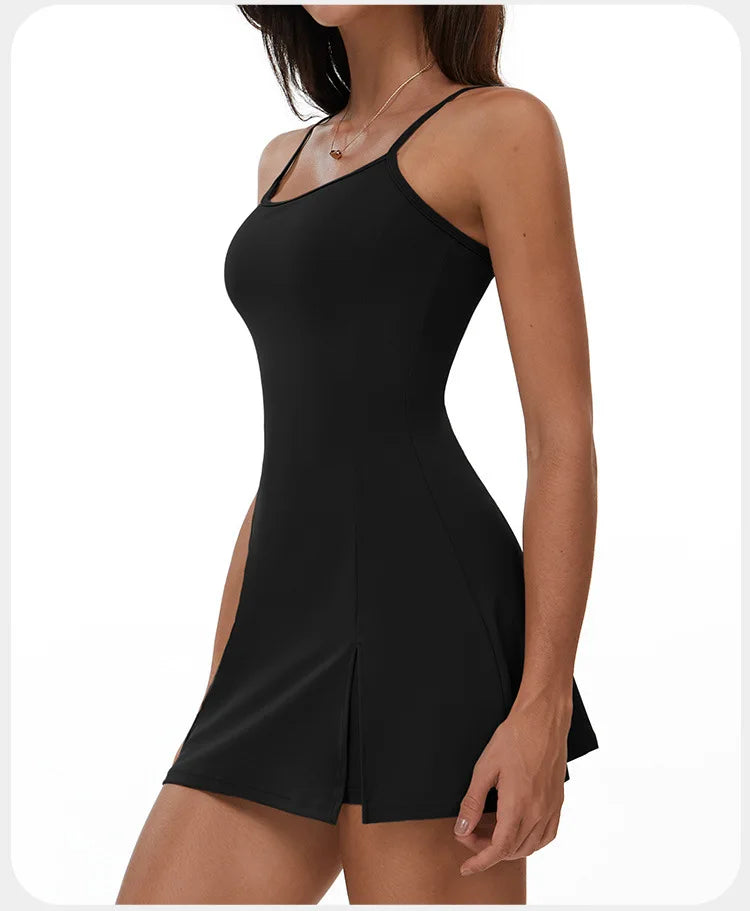 Womens Yoga Dress Jumpsuits Set Sports Bodysuit Sportswear