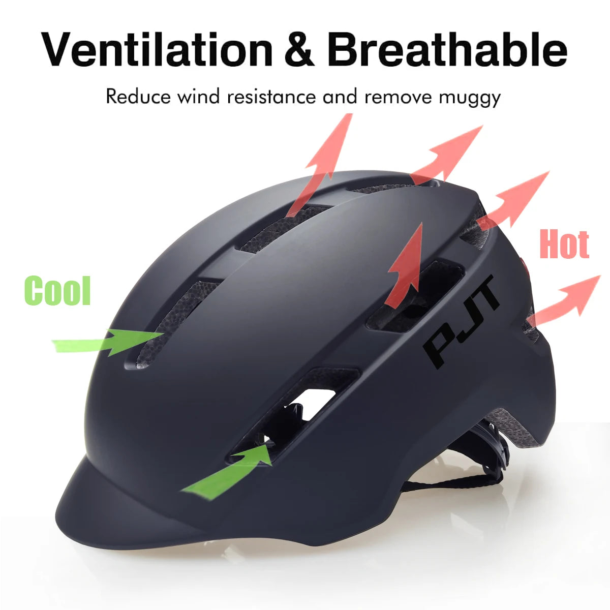 PJT In-Mould Bike Helmet with USB Rear Light, image 5 of 18