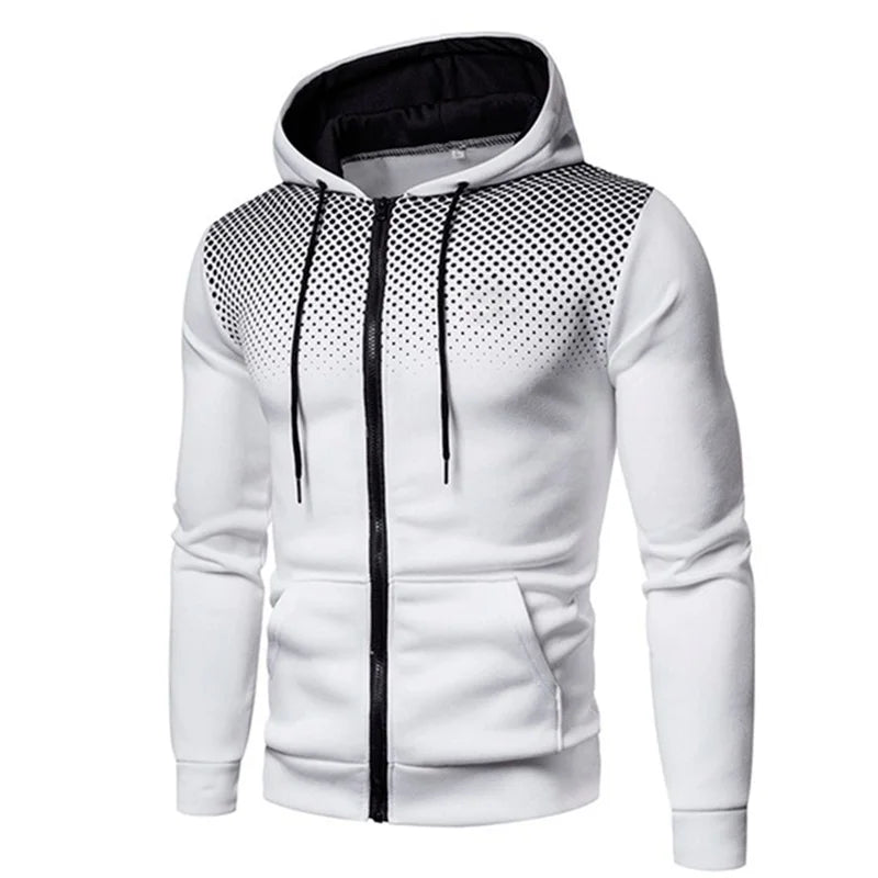 Men's Zip-Up Hoodie with Polka Dot Print